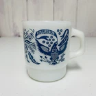 Vintage Fire King Mug E Pluribus Unum Coffee Cup Anchor Hocking Milk Glass