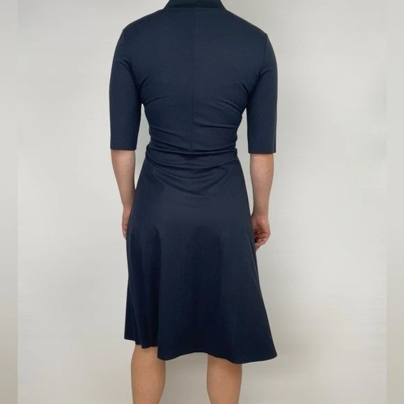 COS спереди молнии рукав подходит и расклешенный MIDI платье темно-синий повседневный - Изображение 2 из 4