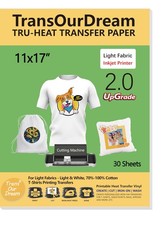 30 Sheets Iron On Heat Transfer Paper Light T Shirts 11x17 Printable HTV Vinyl