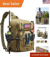 Lightweight Multi-Compartment Fishing Tackle Bag with Dual Rod Holders