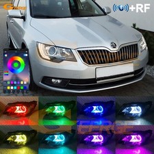 For Skoda Superb 2 II 3T Facelift 2013 2014 2015 Multi Color RGB LED Angel Eyes