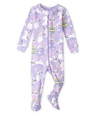 Baby-Girls and Toddler Long Sleeve Zip 3-6 Months Lavender Easter Bunnies