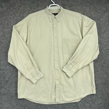 Eddie Bauer Shirt Mens XL Tall Beige Button Down Long Sleeve Pocket Casual Work