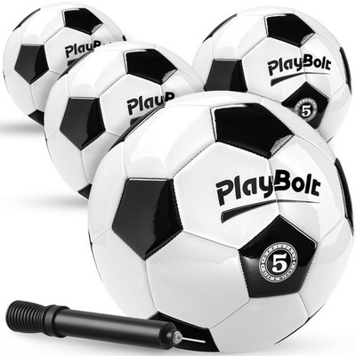 Soccer Ball Size 5 with Pump - Black & White Training Practice & Match Ball f...