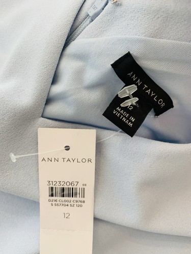 NEW Ann Taylor Light Blue Dress Flounce Hem Sleeveless Sheath Dress Size 12 - Picture 8 of 15