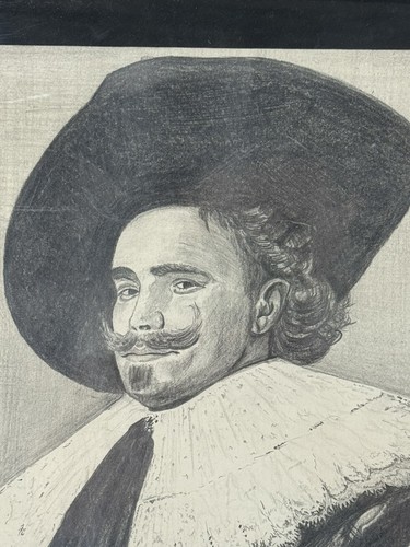 THE LAUGHING CAVALIER by FRANS HALS 1624 PENCIL COPY BY E.C. OSTERBER 1991 - Picture 3 of 11