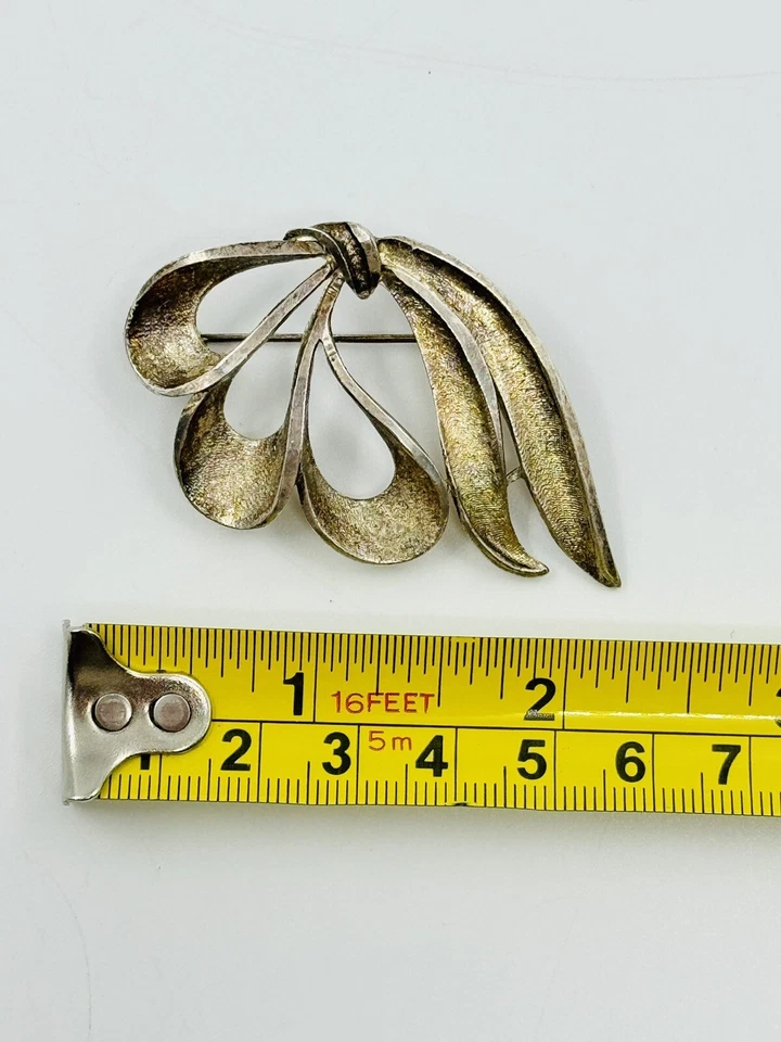 Spilla A Fiocco Di Nastro Fluttuante In Argento Placcato - Immagine 3 di 3