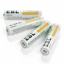 EBL AAA RECHARGEABLE Batteries 1100mAh Ni-MH Triple A Batteries Precharged 4 pc.