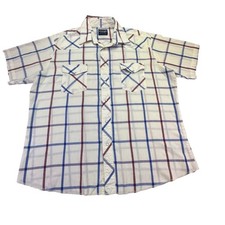 Wrangler Button Down Shirt Men's Size XL Western Short Sleeve Pearl Snap Plaid