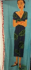 Virginia Johnson Lightweight 100 Merino Wool Shawl Scarf Palms Aqua 198 NEW