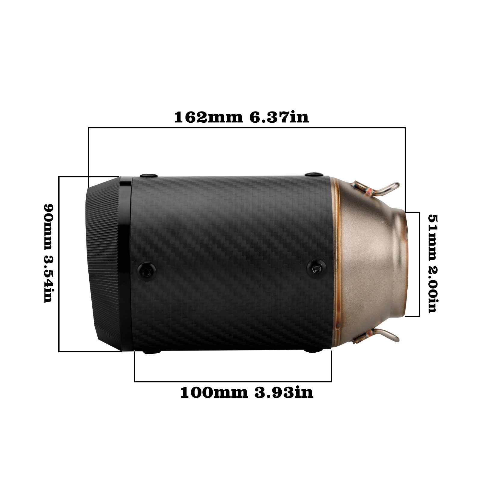 2" Universal Motorcycle Slip-on Muffler Exhaust Pipe Tail Tips Carbon Fibre 51mm