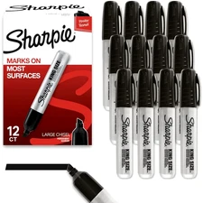 Sharpie King Size Permanent Markers, Large Chisel Tip, Black, 12 Count