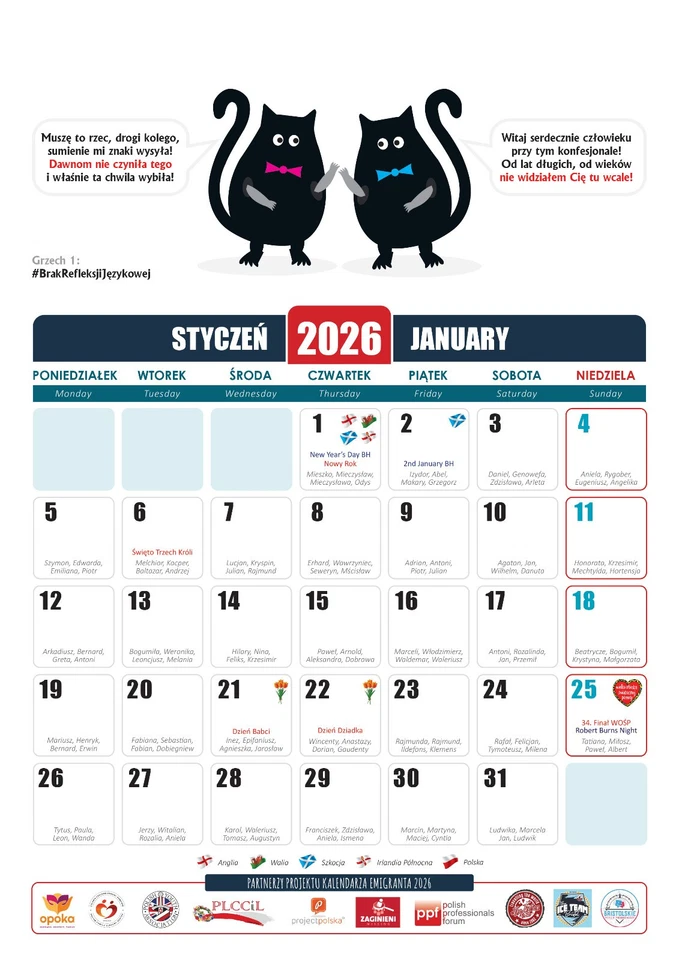 KALENDARZ EMIGRANTA 2026 NA ŚCIANĘ ROZMIAR A3 POLISH WALL CALENDAR 2026 - Image 4 of 4
