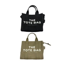 Marc Jacobs Tote Bag Women’s Mini Black Khaki Canvas Top Handle Purse