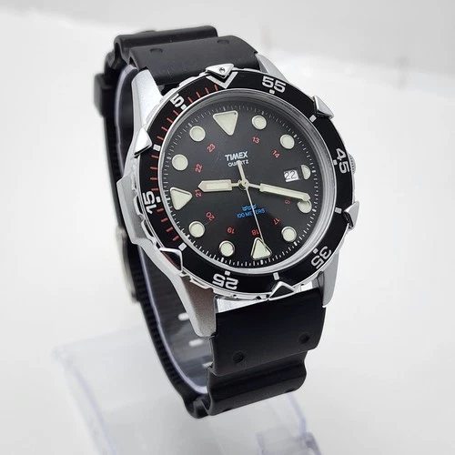 VINTAGE TIMEX  BLACK TONE WR 100M Date Quartz Analog Men's Watch