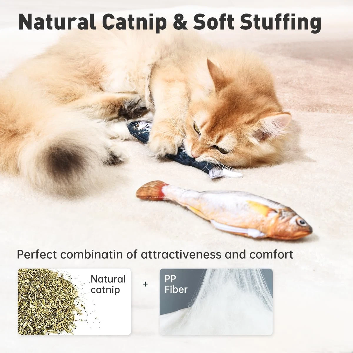 Bite-Sized Realistic Flopping Fish Cat Toys 3 Pack Interactive Cat Toys All Mode