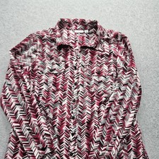 Kim Rogers Women's Medium Red Button-Down Long Sleeves Tops