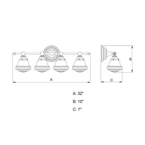 Huntley 4-Light Bathroom Light in Farmhouse Style 10 Inches Tall and 32 Inches - Picture 6 of 7