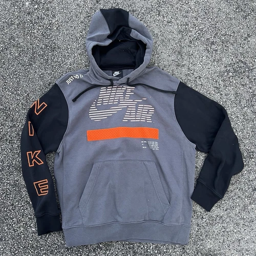 Nike Air Felpa con Cappuccio Uomo Media Sotto Costruzione Abbigliamento Sportivo Felpa Grigio Nero