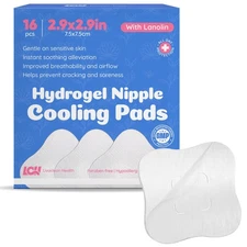 16CT Hydrogel Nipple Pads for Breastfeeding with Lanolin - Cooling Sore Nipple