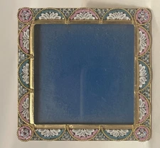 Vtg Square Mosaic Easel Picture Frame w/Glass Made in Italy for Neiman-Marcus