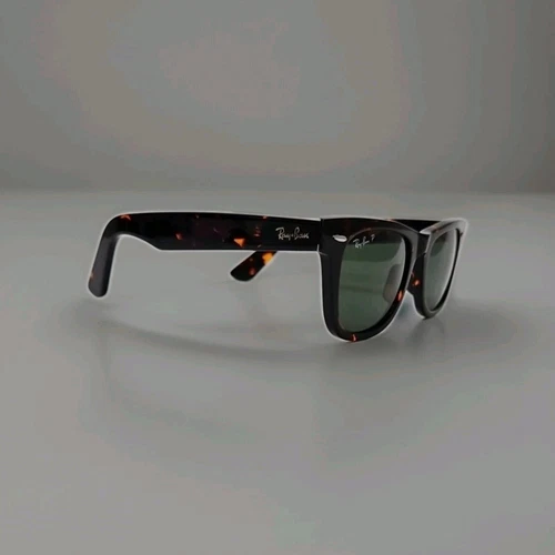 Ray Ban Wayfarer RB2140 Sunglasses. Tortoise Frame, Green 54mm Polarized Lenses.