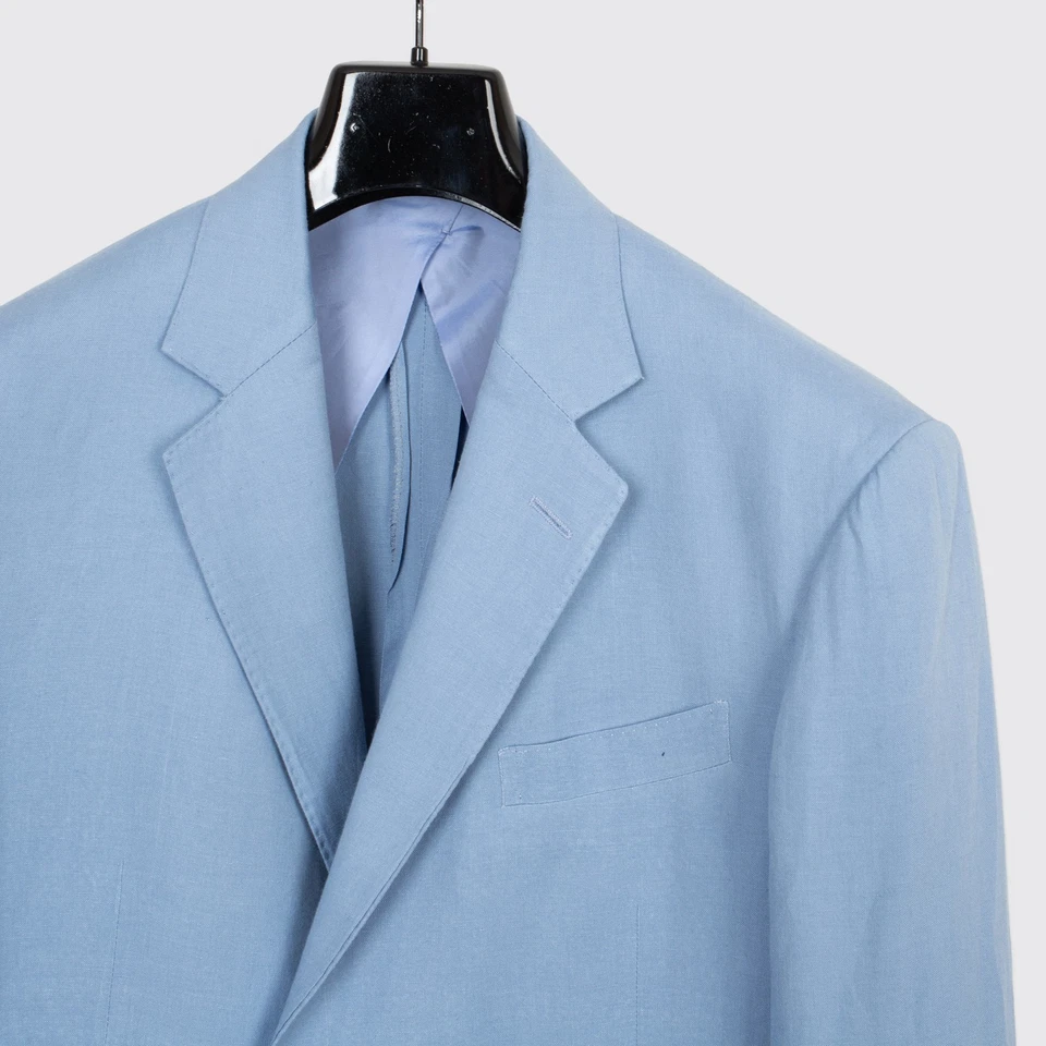 Abrigo deportivo Ralph Lauren etiqueta púrpura talla 42R para hombre azul liso seda mezcla de lino Foto 2 de 4