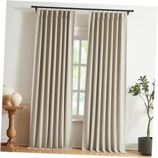 Pinch Pleated Full Blackout Curtains Linen 40"W x 90"L Pack of 2 Sand