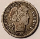 Barber Dime Lot of 4 1914-P 1908-O 1911-D 1916-P Silver 90%