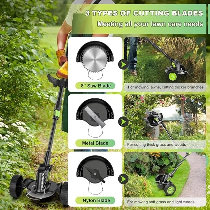 Rasentrimmer mit Akku 8" Bürstenlose Freischneider mit 2x4.0AH Batterie - Bild 4 von 4