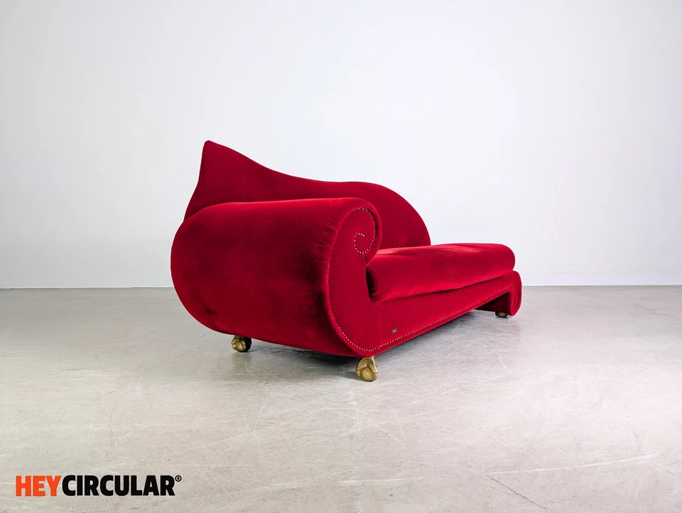 Original Bretz Gaudi Sofa Design Couch Recamiere rot samt - Bild 4 von 4