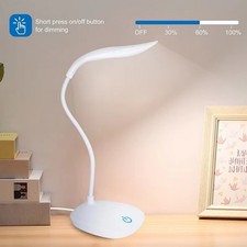 USB LED Desk Light Dimmable Bedside Reading Lamp Rechargeable Touch Control -  