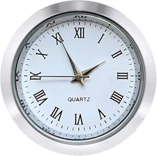 Mini Clock Insert 1-1/2 Inch (37 Mm) round Quartz Movement Miniature Clock White