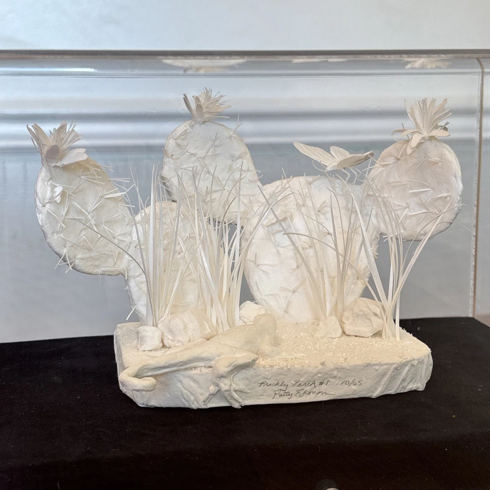 Escultura de papel fundido Prickly Pear #1 paisaje detallado Patty Eckman 10/65 Foto 2 de 4