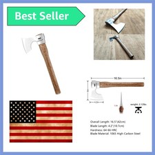 16.5" Throwing Axe, Throwing Hatchet with 1065 High Carbon Steel  Beech Wood...