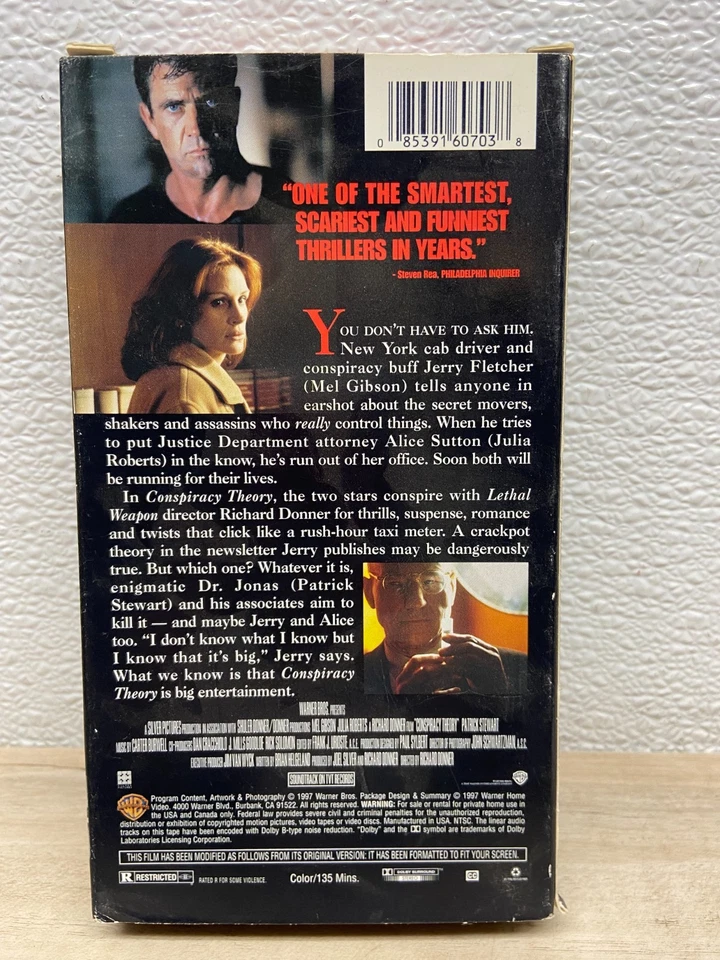 Vtg "Conspiracy Theory" 1997 VHS Movie With Mel Gibson And Julia Roberts - Image 4 of 4