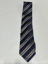 Mens Giorgio Cosani Blue Brown Stripe Pattern Tie Pure Silk Hand Made NEW