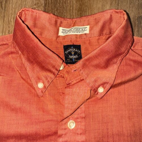 Towncraft Shirt Penneys Vtg 1960s Tapered Dress MCM Orange Atomic Mens Medium