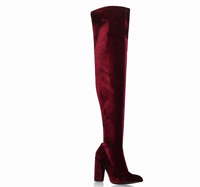 BNIB 36 CARVELA WOLF WINE VELVET THIGH OVER KNEE OTK BOOTS UK