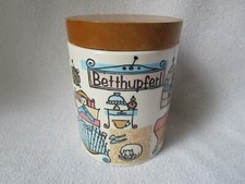 Schramberg schöne alte Betthupferl Dose Keramik Dec S 110 Deckeldose Holzdeckel 