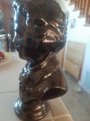 Vintage Ceramic Bronze coated Composer Beethoven Sculpture Bust