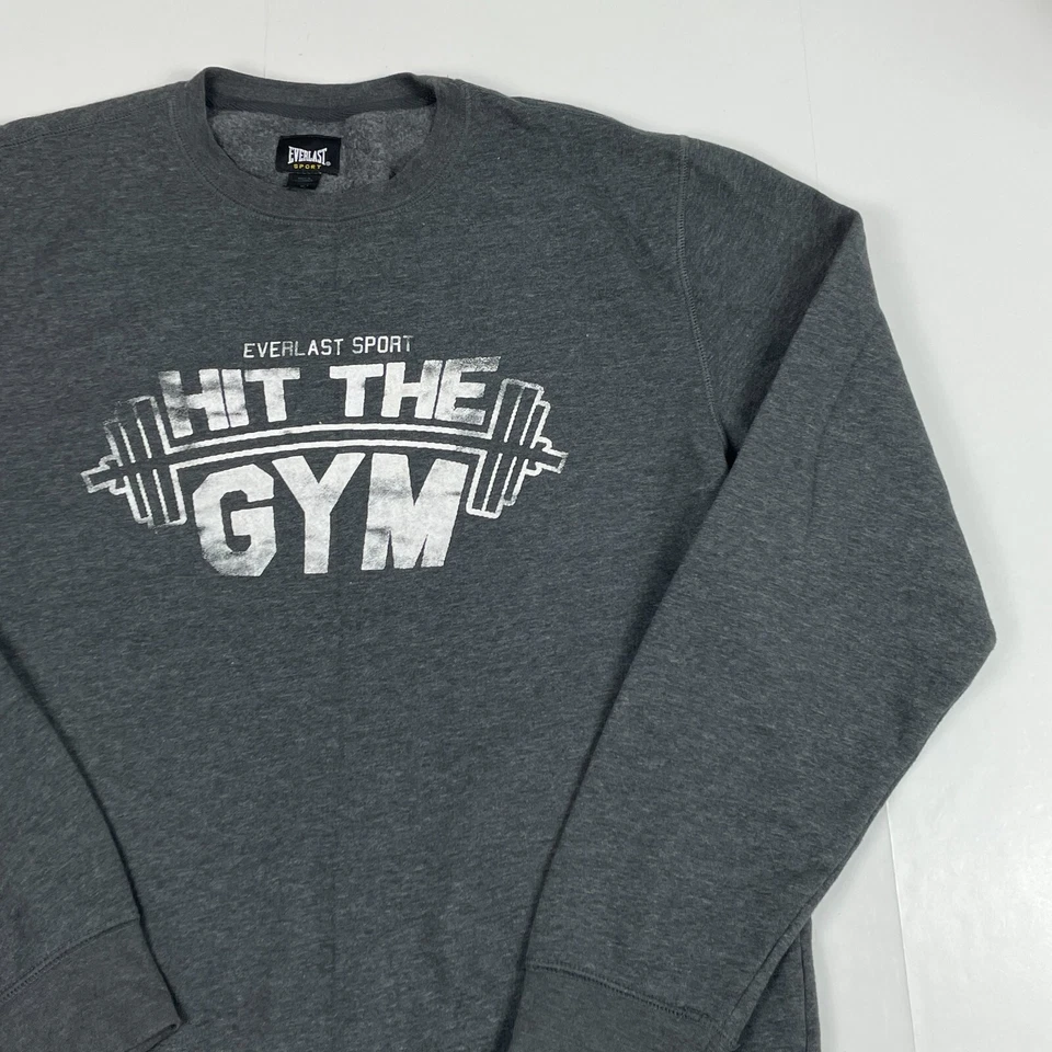 Moletom Everlast masculino cinza médio gola redonda pulôver forrado de lã academia treino - Imagem 3 de 4