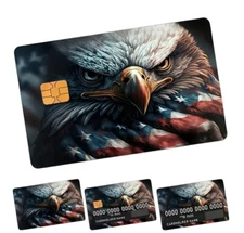 Lot x4 Eagle USA FLAG Patriotic Credit Debit Card Skin Cover Sticker Set #03