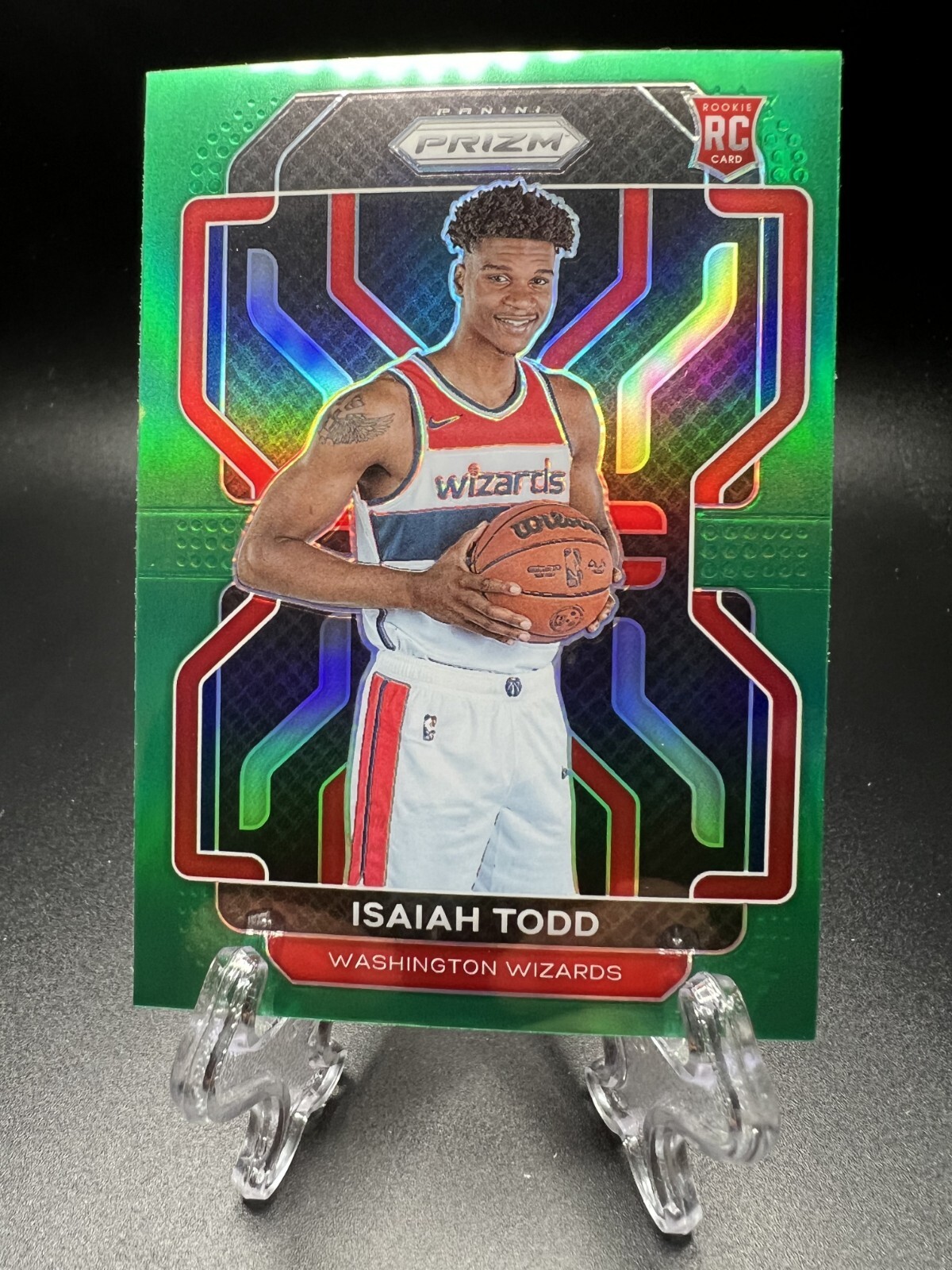 2021-22 Panini Prizm - Green Prizm #299 Isaiah Todd (RC) Wizards