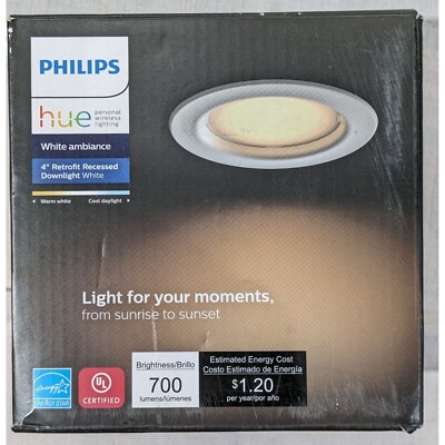Philips Hue White Ambiance 4'' LED Dimmable Smart Wireless Recessed Kit