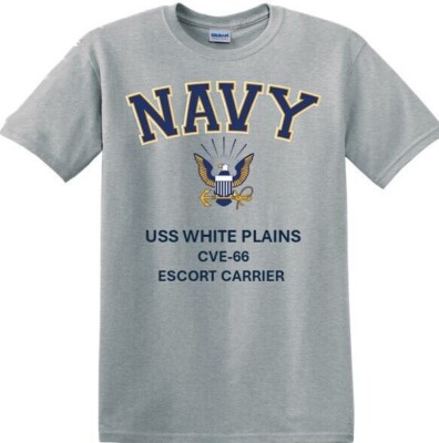 USS WHITE PLAINS CVE-66*E. CARRIER*NAVY EAGLE*SHIRT. OFFICIALLY LICENSED