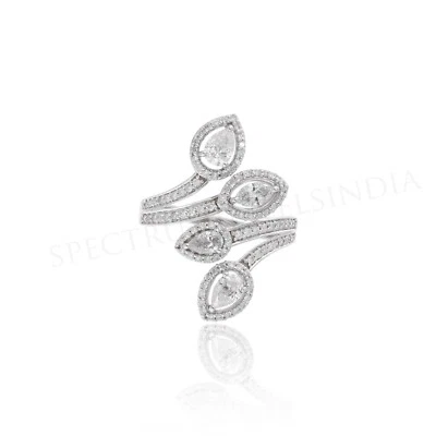 Spectrum Ring 1,33 Ct Marquise Labor CVD Diamant Bypass Cuff 14K Weißgold - Bild 1 von 4