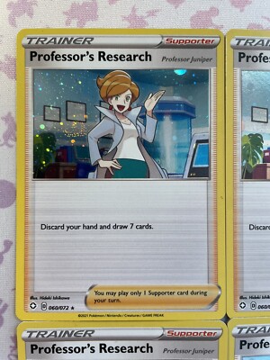 4x Professor's Research (Wacholder) 060/072 Pokemon Shining Fates Holo Playset