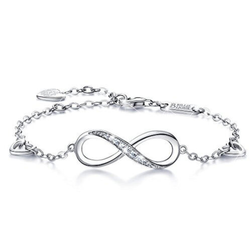 Mode neuf symbole exquis de l'infini blanc zircon argent bracelet bijoux cadeau  - Photo 1 sur 1