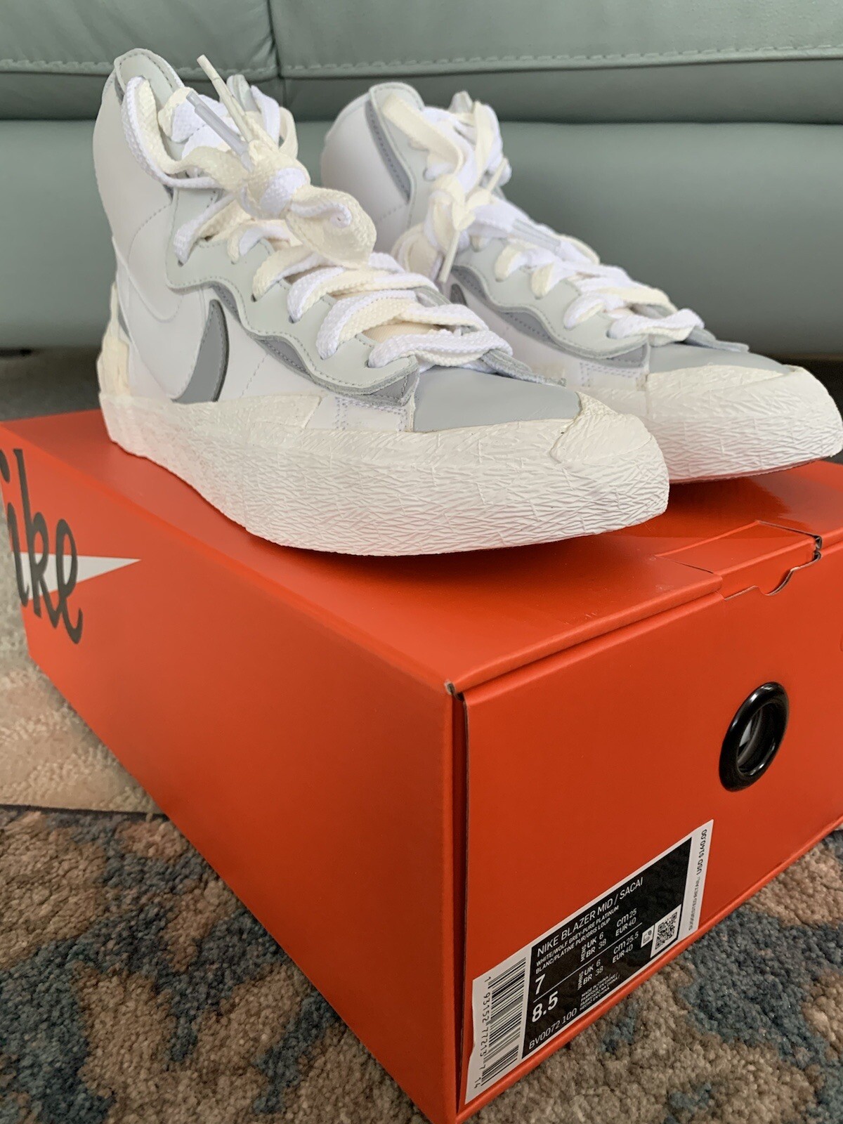 Nike Blazer Mid x Sacai White Grey 2019 